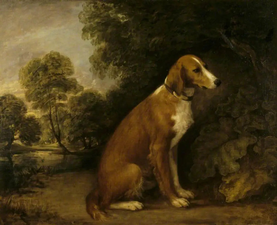 Um Setter sentado em uma paisagem - Thomas Gainsborough