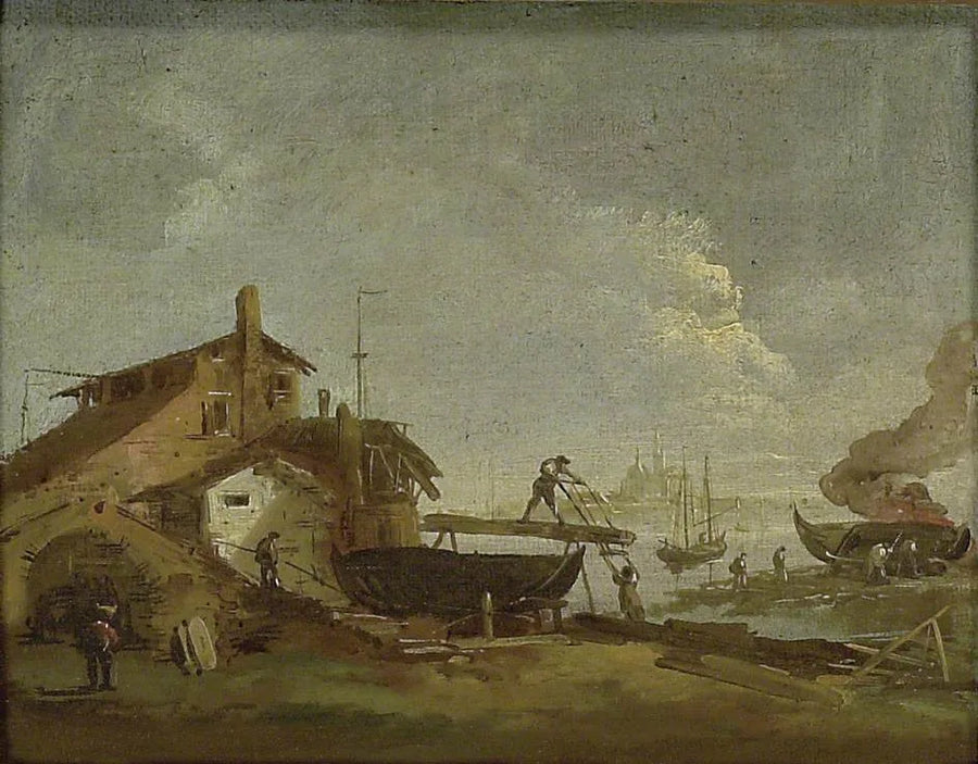 Um estaleiro ou estaleiro veneziano - Francesco Guardi
