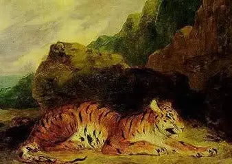 Um tigre perto de sua toca - Eugène Delacroix