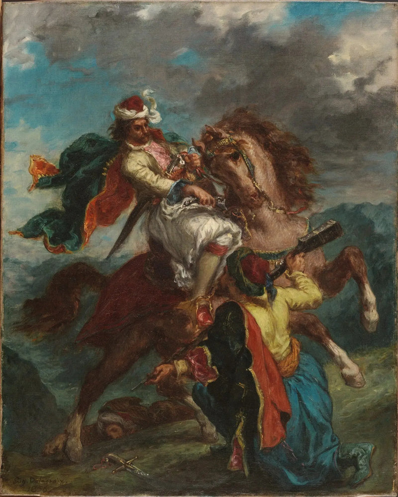 Um Turco se encontra com um cavaleiro grego - Eugène Delacroix