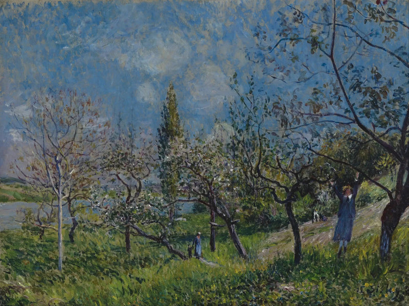 Um pomar na primavera, Por - Alfred Sisley