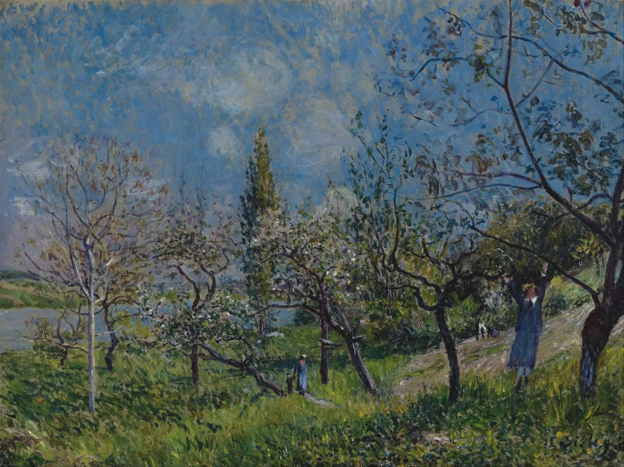 Um pomar na primavera, Por - Alfred Sisley