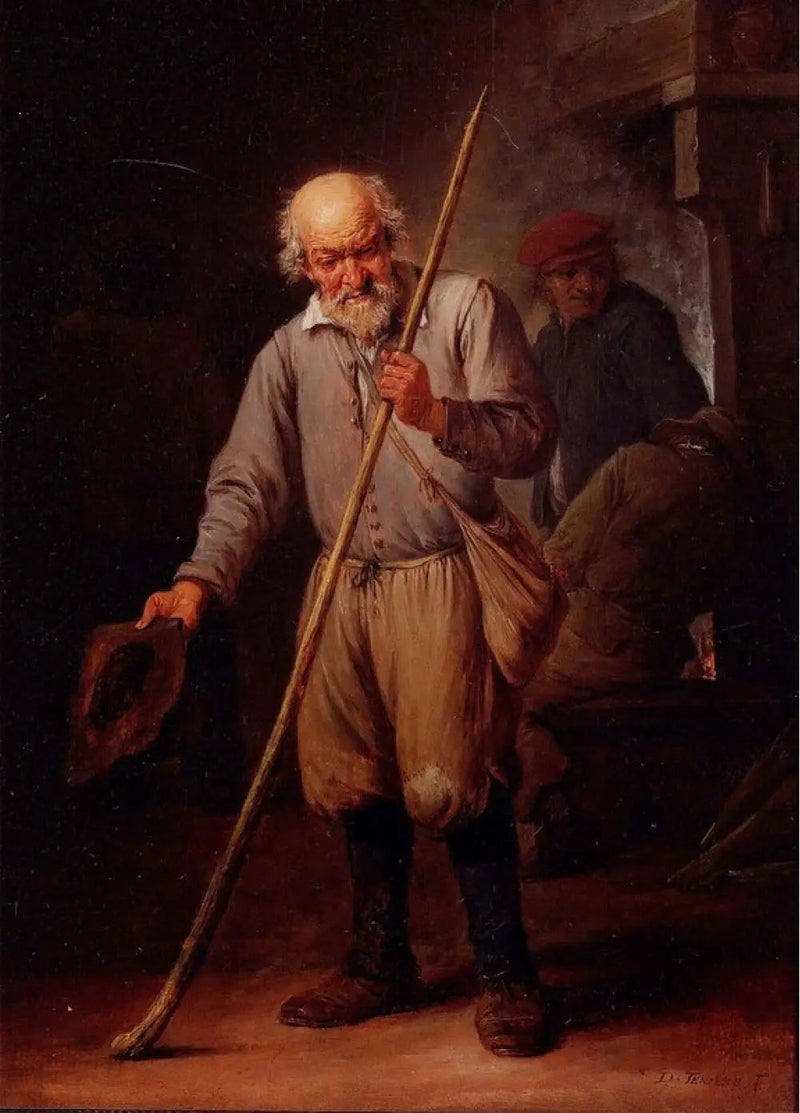 Um homem idoso com uma bengala - David Teniers Júnior
