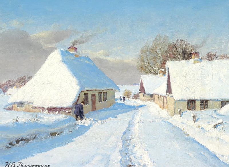 Uma vila coberta de neve. - H. A. Brendekilde