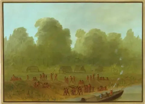 Uma aldeia de Mayoruna - George Catlin