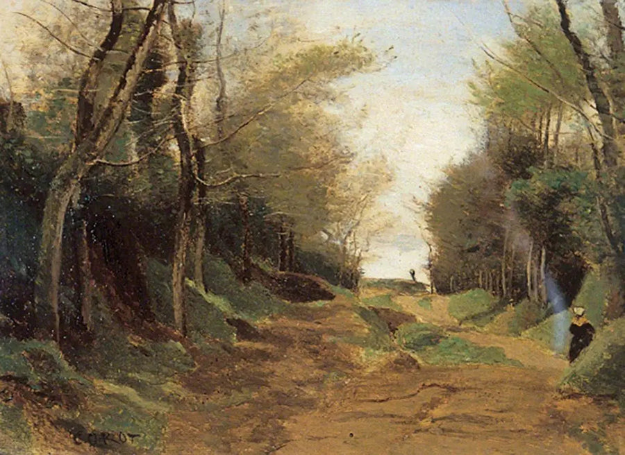 Um caminho de madeira do norte da França. Outono - Jean-Baptiste Camille Corot