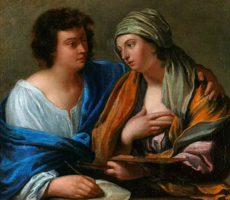 Uma alegoria da pintura: um homem e uma mulher representando "Disegno" e "Colore" - Guido Reni