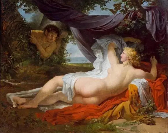 Uma BacchantE despertada por um jovem fauno - Charles Meynier