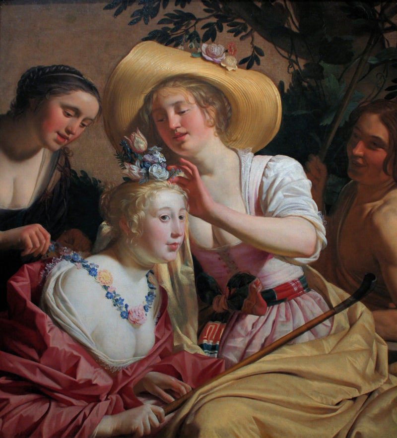 Uma poltrona decorada com flores - Gerrit van Honthorst