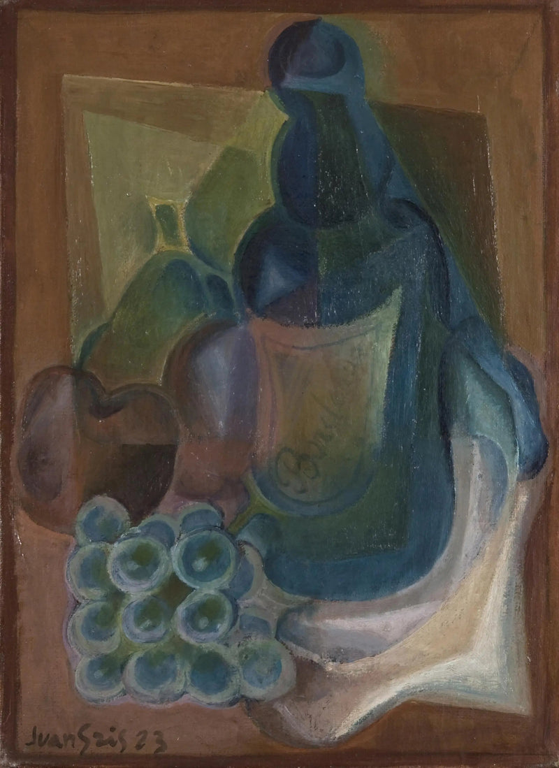 Uma garrafa e frutas - Juan Gris