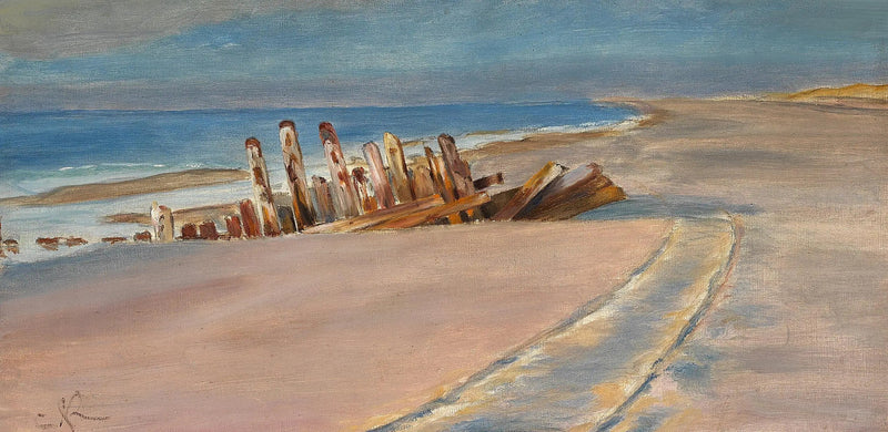 Um naufrágio na praia norte de Skagen. Rastros profundos de rodas na areia. - Peder Severin Krøyer