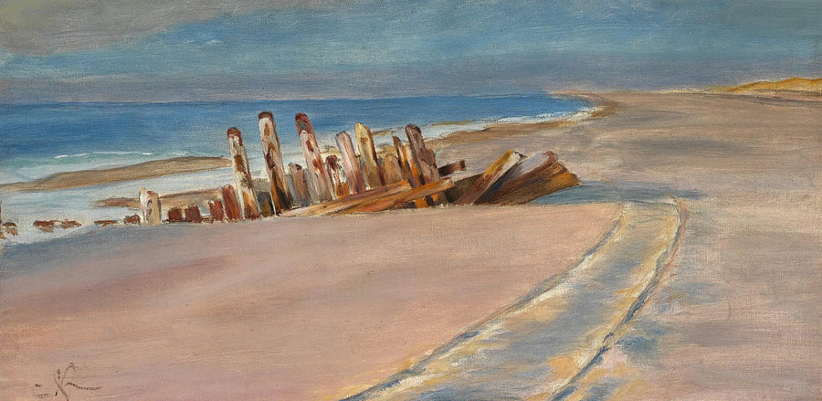 Um naufrágio na praia norte de Skagen. Rastros profundos de rodas na areia. - Peder Severin Krøyer