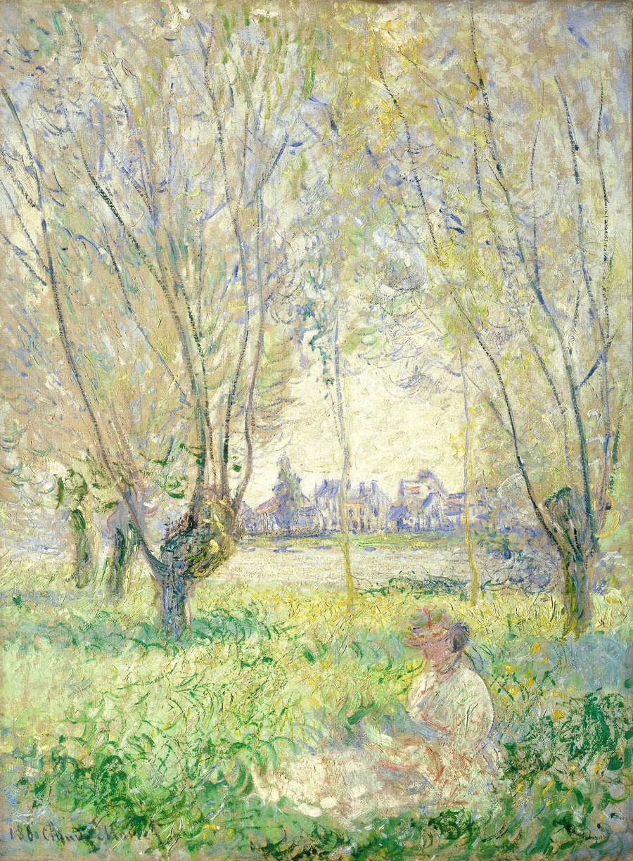 Uma mulher sentada sob os salgueiros - Claude Monet