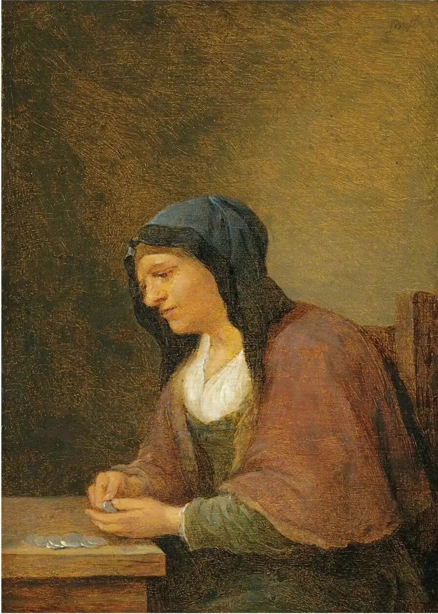 Uma mulher contando dinheiro - David Teniers, o Jovem