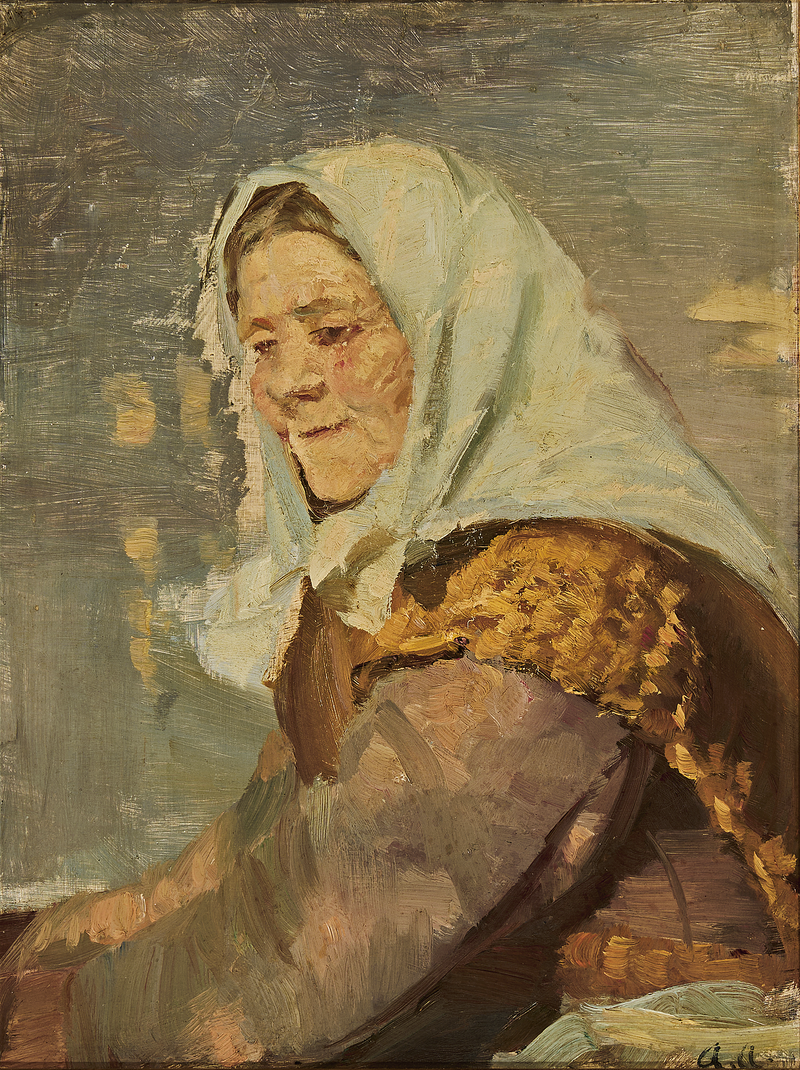 Uma mulher de Skagen usando um lenço branco. - Anna Ancher