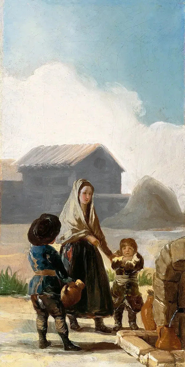 Uma mulher e duas crianças na fonte - Francisco de Goya