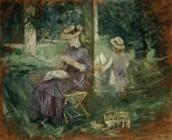 Uma mulher e uma criança em um jardim - Berthe Morisot