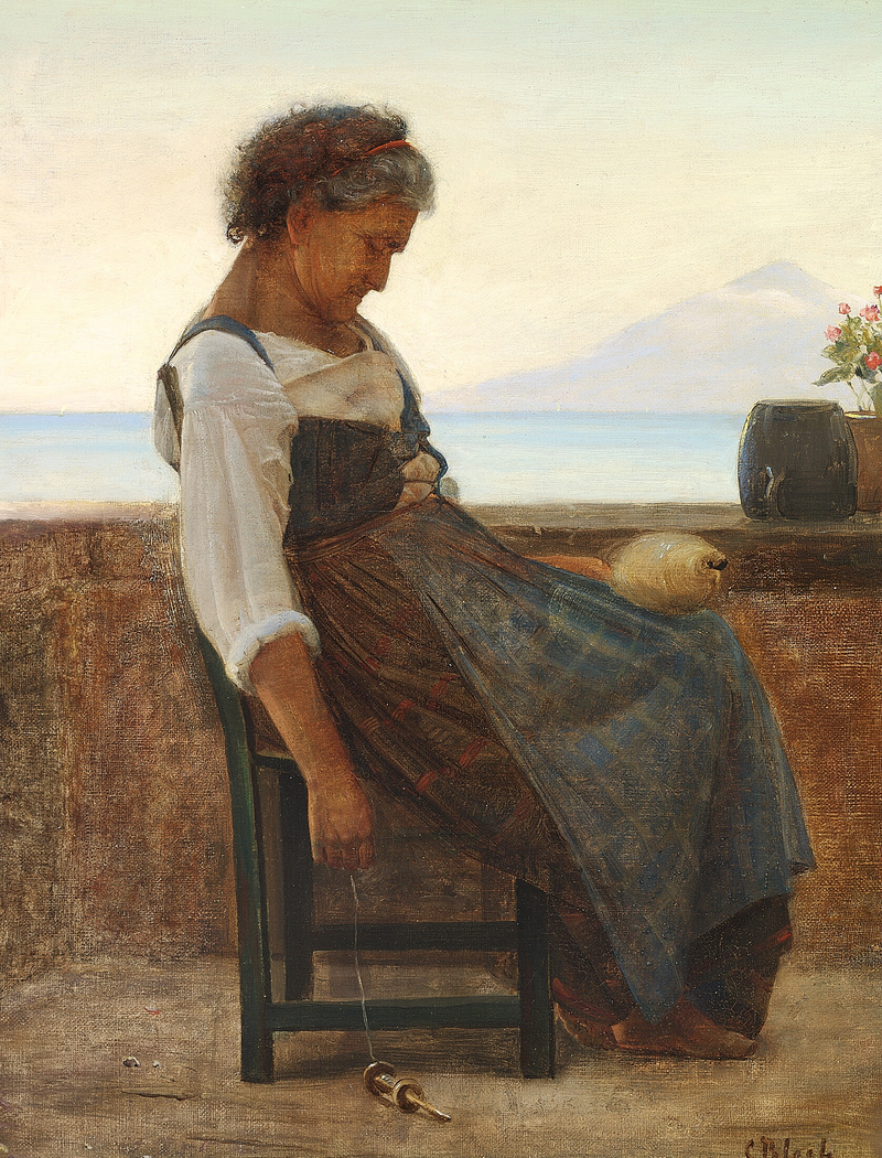 Uma mulher italiana faz uma sesta. - Carl Heinrich Bloch