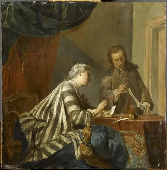 Uma mulher ocupada comprando uma carta - Jean Simeón Chardin