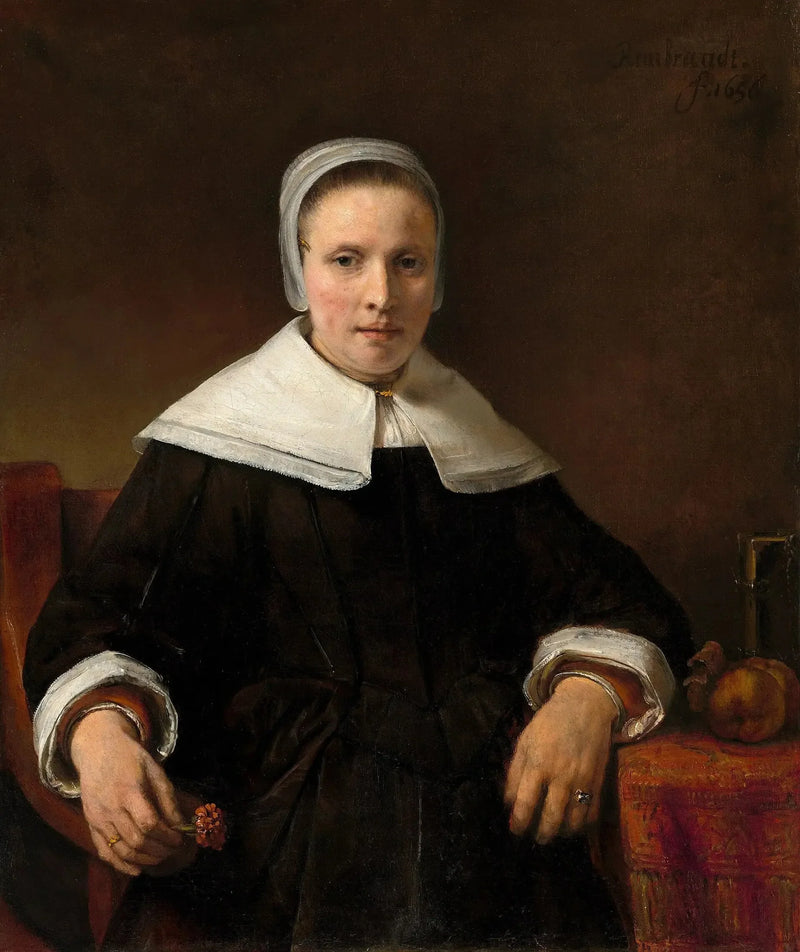 Uma mulher segurando uma rosa - Rembrandt