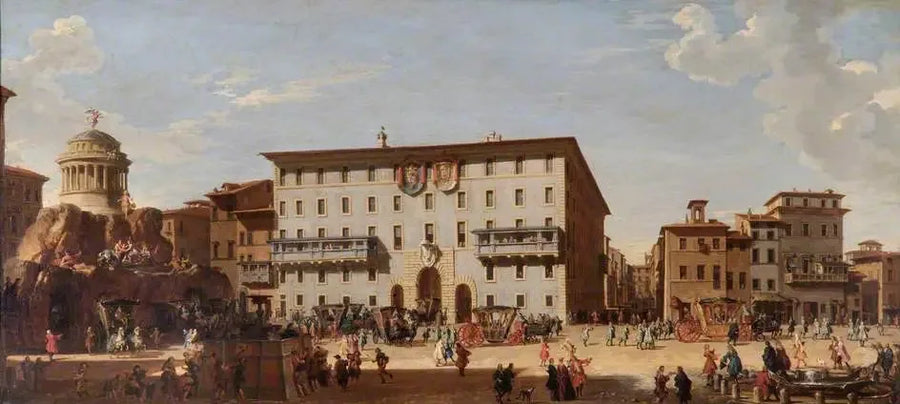 Uma festa na Piazza di Spagna, Roma, 1727 - Giovanni Paolo Panini