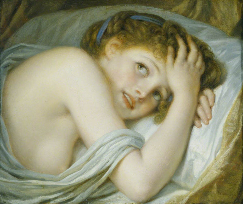 Uma garota deitada na sua cama - Jean-Baptiste Greuze