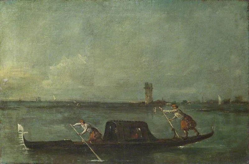 Uma gôndola na laguna perto de Mestre - Francesco Guardi