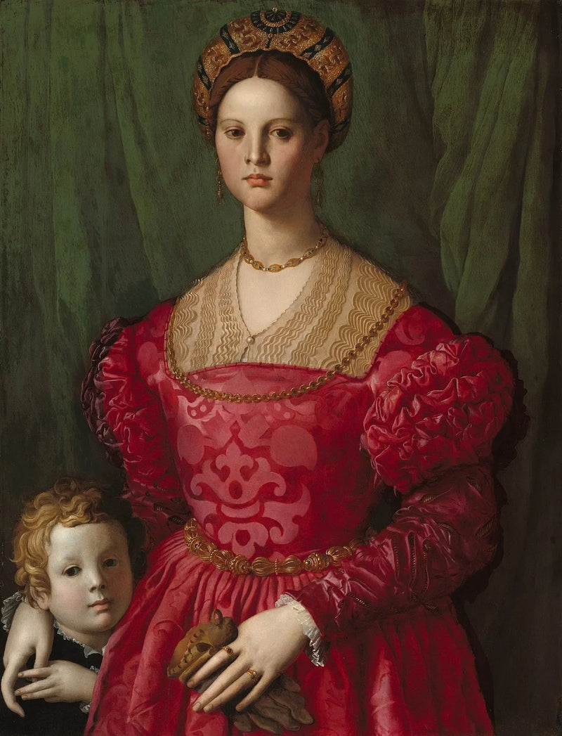 Uma jovem mulher e seu pequeno menino - Bronzino