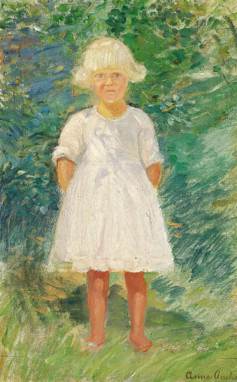 Uma jovem no jardim. - Anna Ancher
