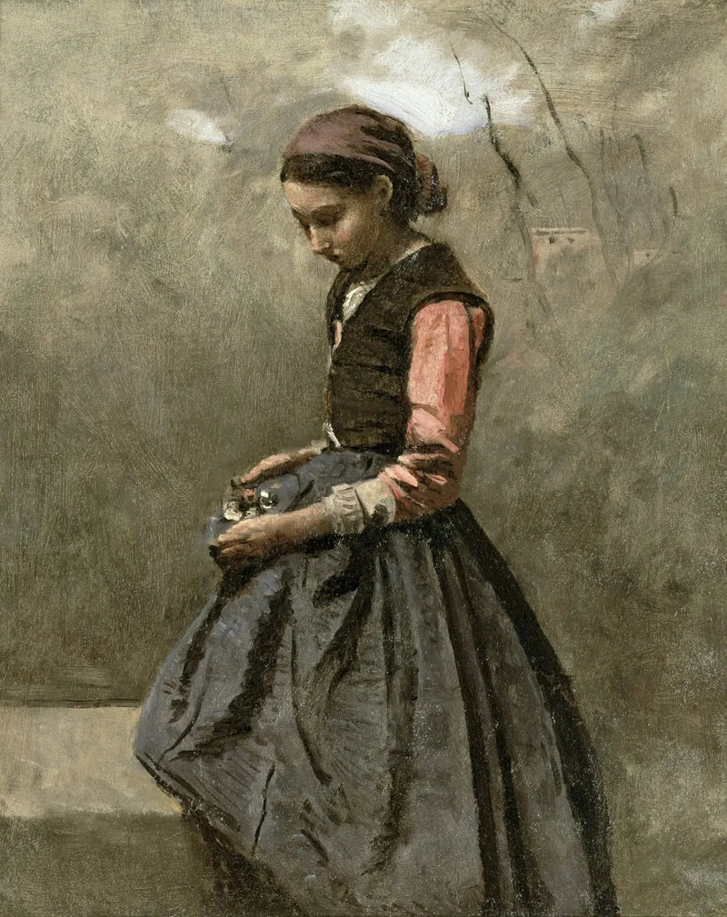 Uma jovem pensativa - Jean-Baptiste Camille Corot