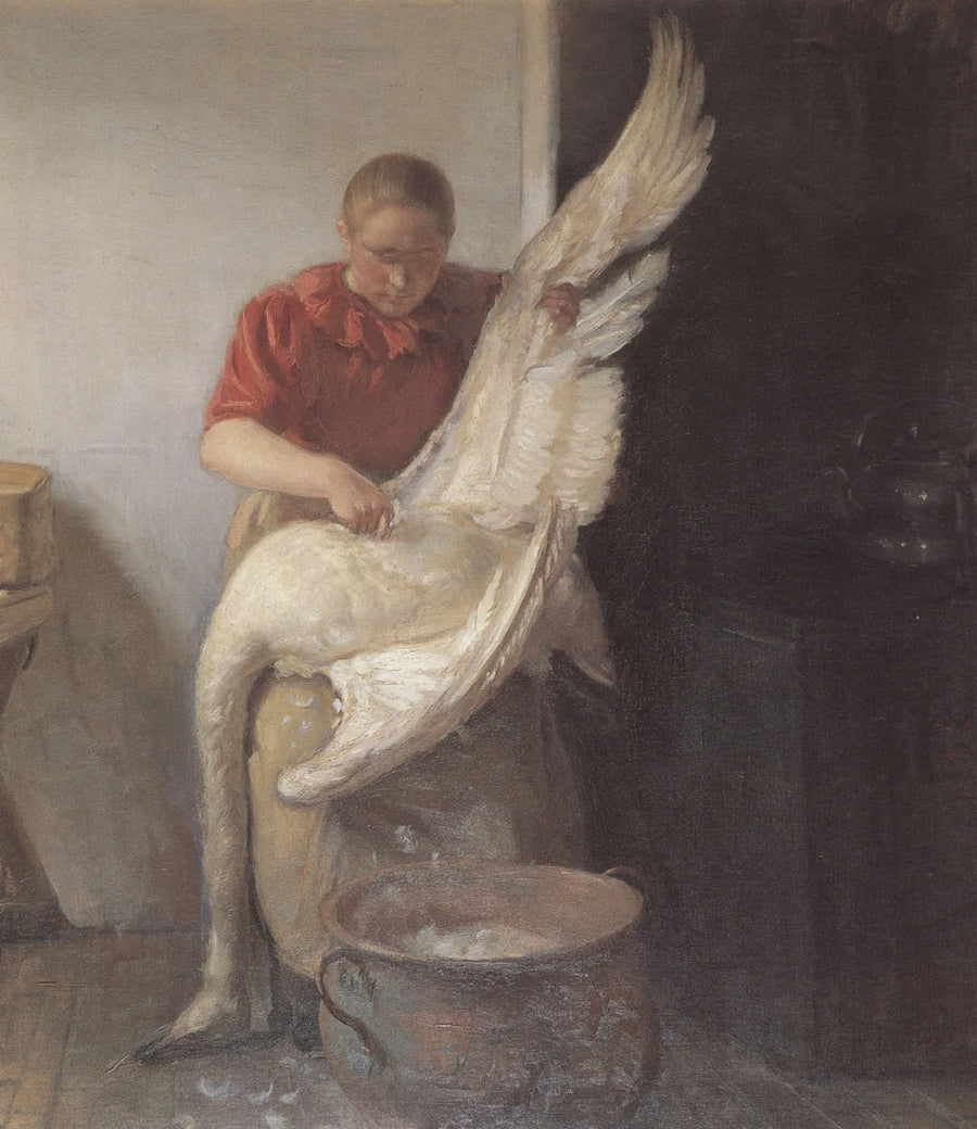 Uma jovem garota depenando um cisne - Anna Ancher