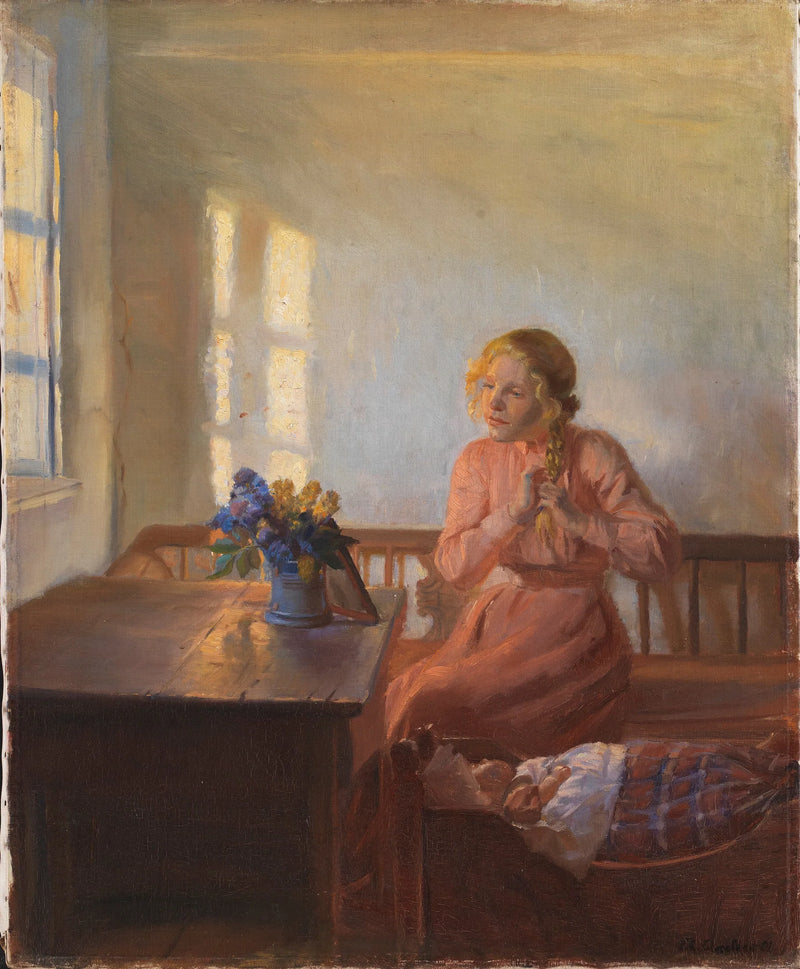 Uma jovem garota penteia os cabelos - Anna Ancher