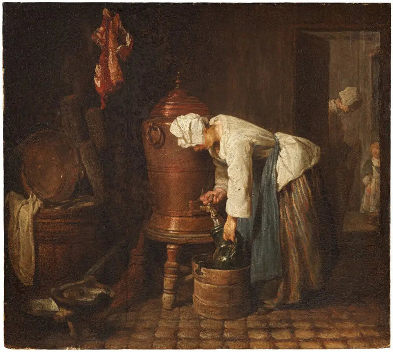 Uma jovem puxando água de uma fonte - Jean Simeón Chardin