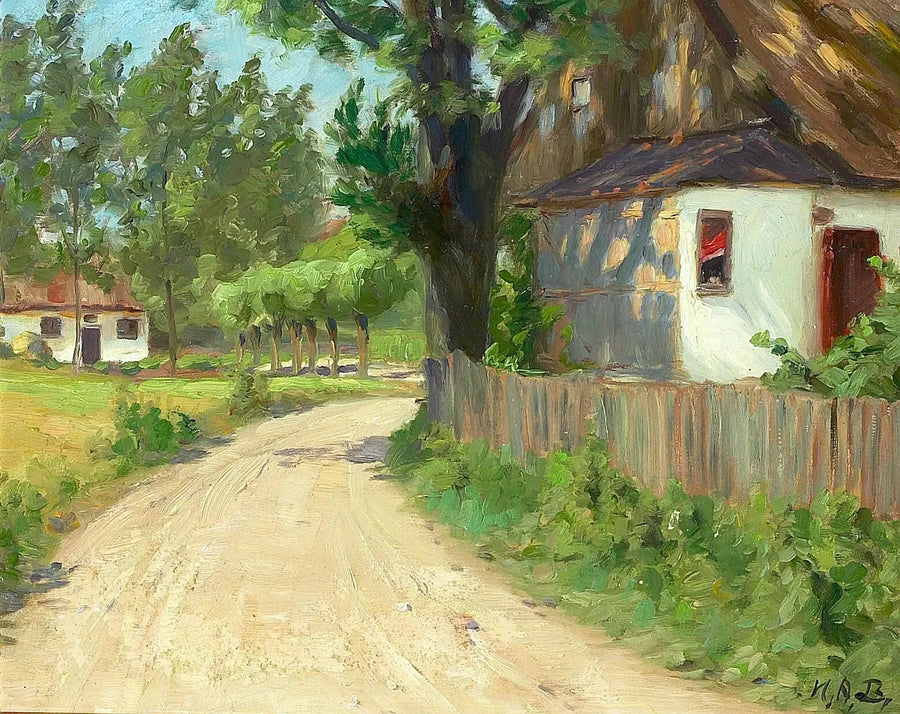 Um dia de verão em uma vila de Fionia. - H. A. Brendekilde
