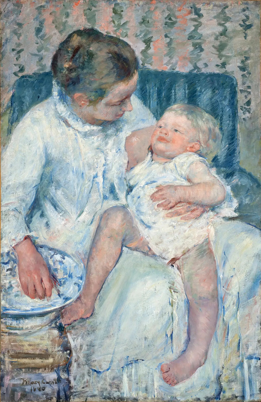 Uma mãe prestes a lavar seu filho adormecido - Mary Cassatt
