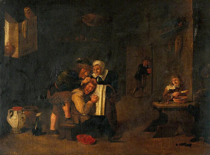 Uma cirurgia na cabeça de um homem - David Teniers o Jovem