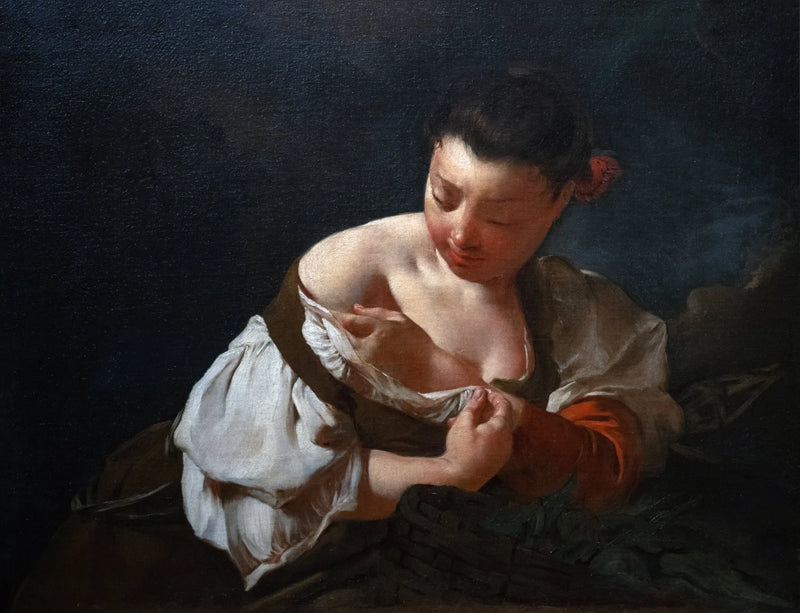 Uma camponesa pegando uma pulga - Giovanni Battista Piazzetta