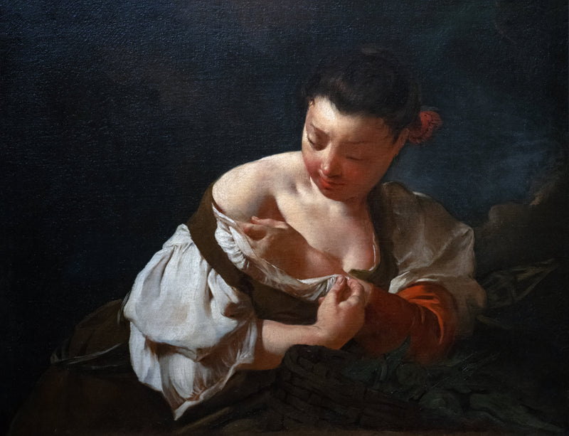 Uma camponesa pegando uma pulga - Giovanni Battista Piazzetta