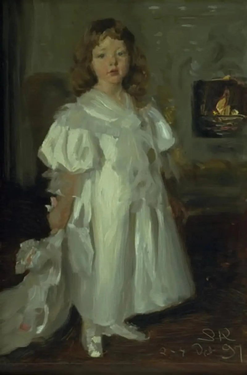 Uma menina pequena, Helga Melchior, de vestido longo - Peder Severin Krøyer