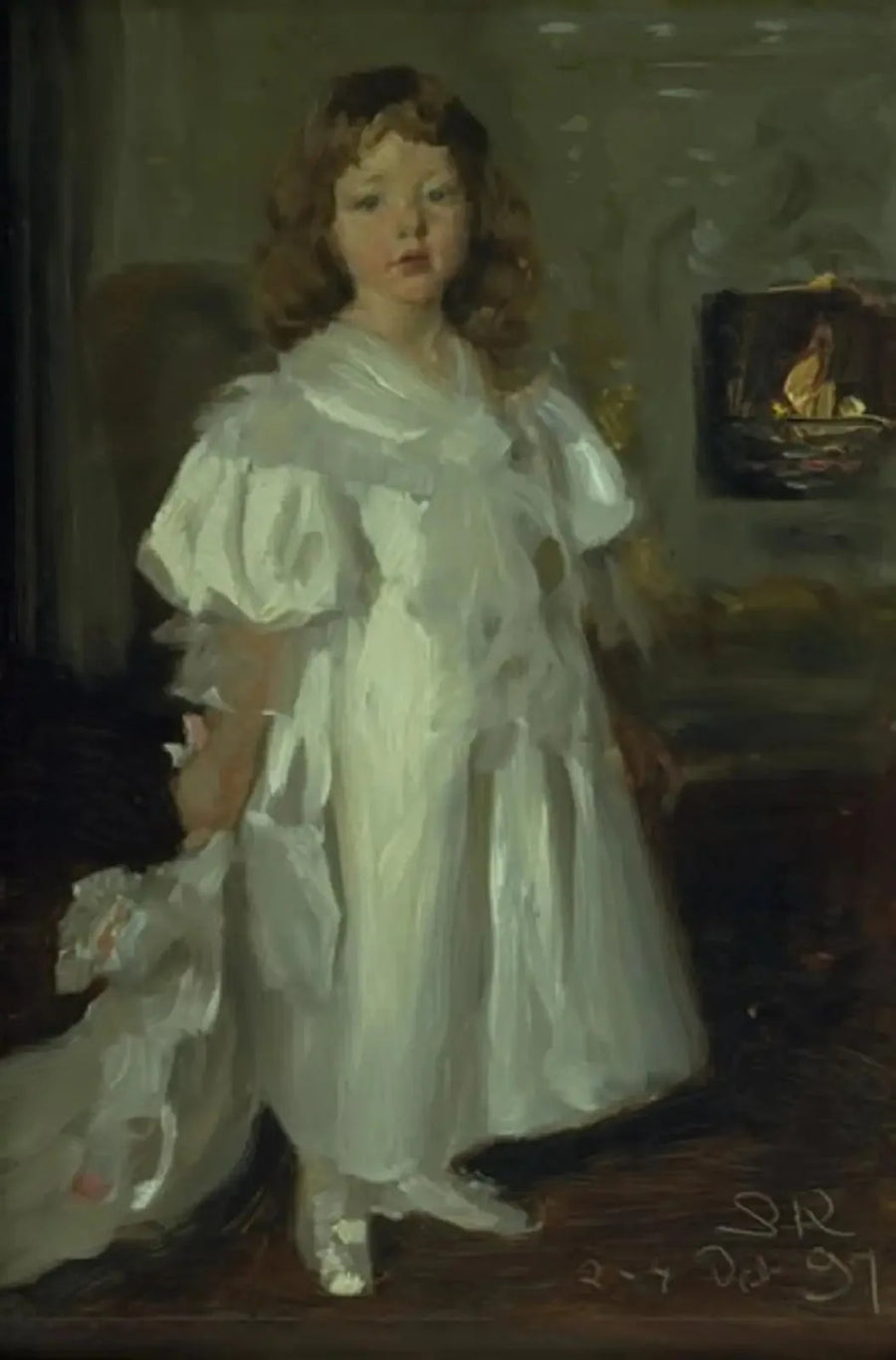 Uma menina pequena, Helga Melchior, de vestido longo - Peder Severin Krøyer