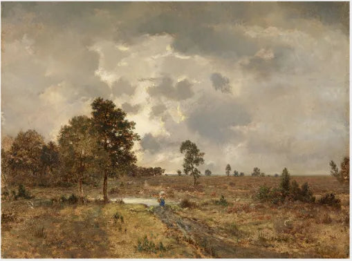 Une scène champêtre avec un enfant - Théodore Rousseau image 1 copie peinte à la main à l’huile