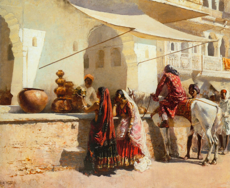 Uma cena de mercado de rua, Índia - Edwin Lord Weeks