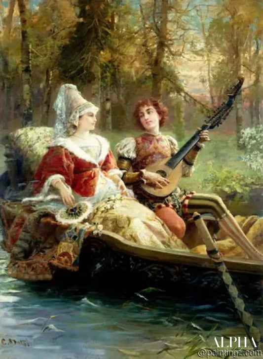 Une sérénade romantique - Cesare-Auguste Detti Reproductions de tableaux à la peinture à l’huile