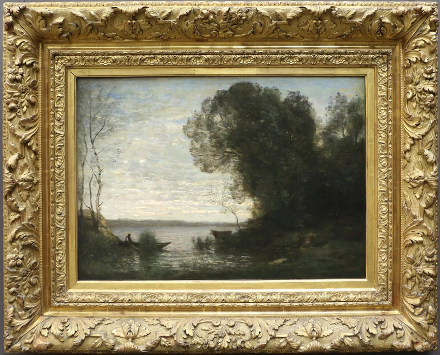 Uma noite. Barqueiro amarrado - Jean-Baptiste Camille Corot
