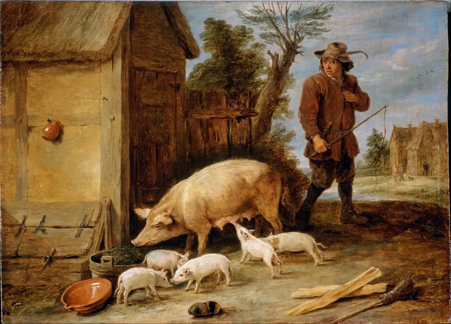 Uma porca e seu ninhada - David Teniers, o Jovem