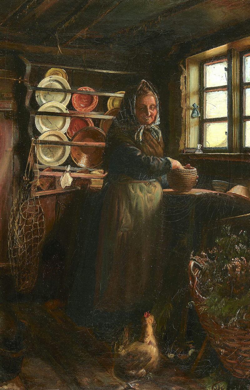 Uma idosa na sua cozinha. - Anna Ancher
