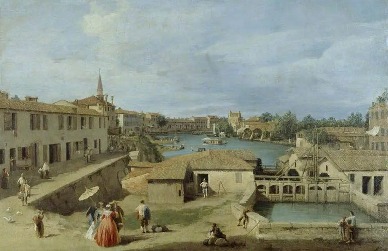 Uma vista de Dolo sobre o canal de la Brenta - Canaletto