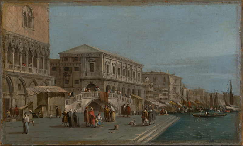 Uma vista do Molo e da Riva degli Schiavoni em Veneza - Francesco Guardi