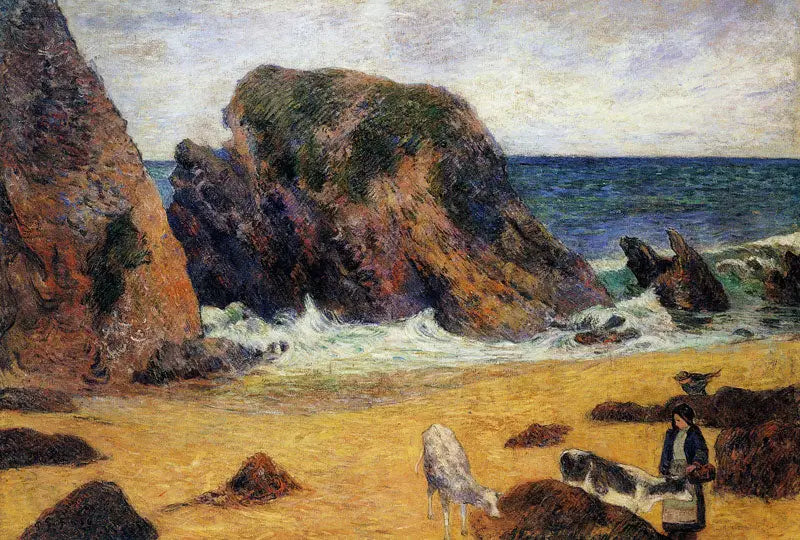 Reproduction du tableau « Vaches au bord de la mer - Paul Gauguin » par Alpha Reproduction en peinture à l’huile