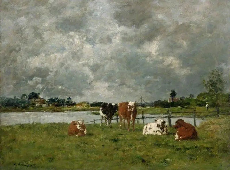 Vacas em um campo sob um céu tempestuoso, 1877 - Eugène Boudin